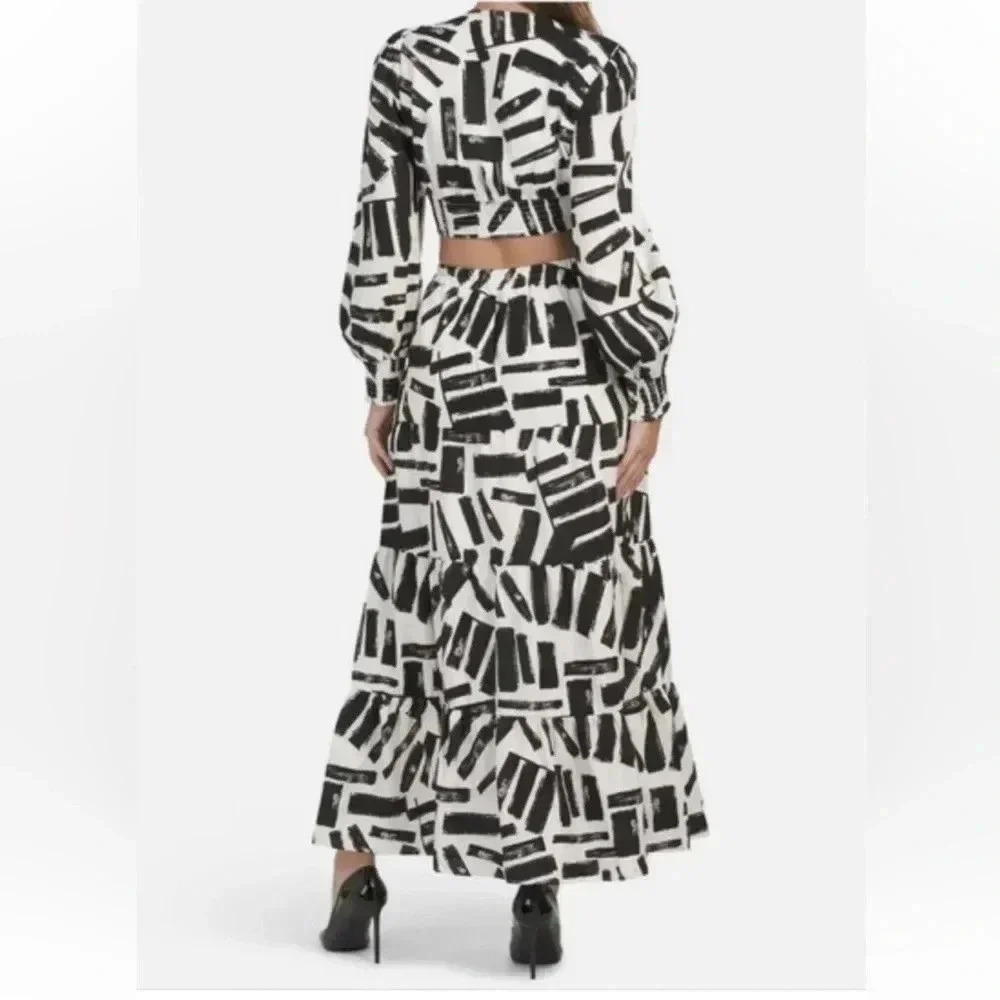 NWT House of Harlow 1960 Black/White Geometric Print Skirt & Top Set Size Large - Picture 2 of 10